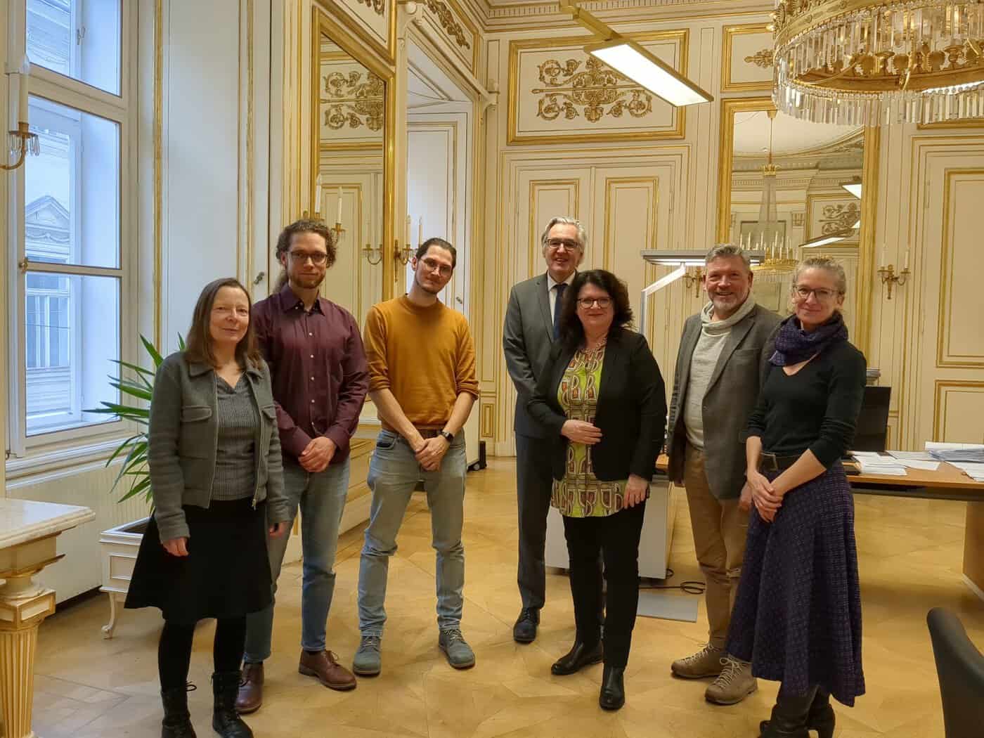 Eva Vetter (S4F), Nils Carqueville (S4F), Karl Marquardt (TFF), Martin Netzer (Generalsekretär BMBWF), Doris Wagner (Leitung Sektion I BMBWF), Manfred Wirtitsch (Leitung Abteilung I/1 BMBWF), Astrid Weiß-Fanzlau (TFF)