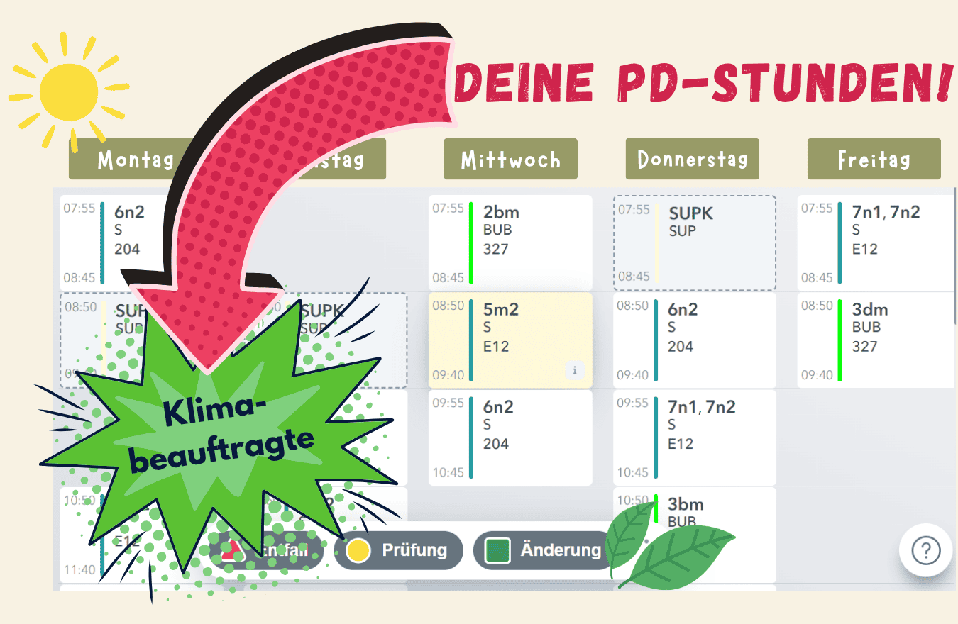 PD Stunden schaffen Raum für junge Lehrkräfte, um sich als Klimabeauftragte zu engagieren.