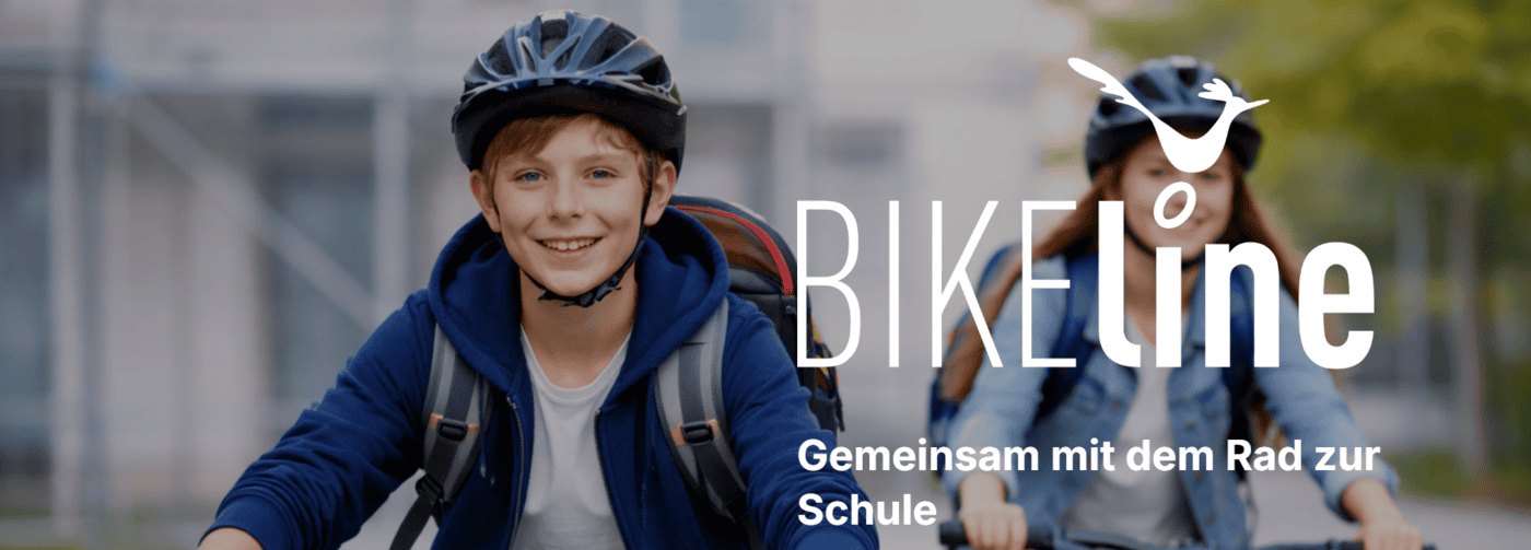 Eine Schülerin und ein Schüler fahren mit dem Rad bei der BIKEline mit.